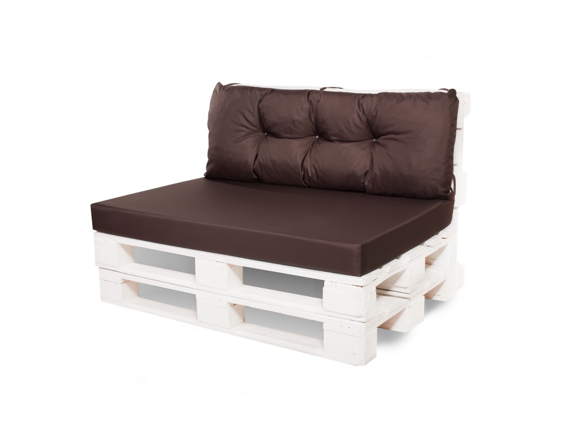 Cojínes de palets, Conjunto de cojines de jardín Asiento 120x80 y Respaldo 120x50cm Marrón- Cojín para europalés de exterior
