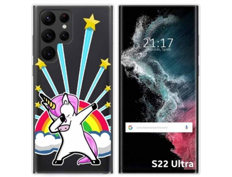 Carcasa Samsung Galaxy S22 Ultra 5G TUMUNDOSMARTPHONE Dibujos Transparente Unicornio Multicolor