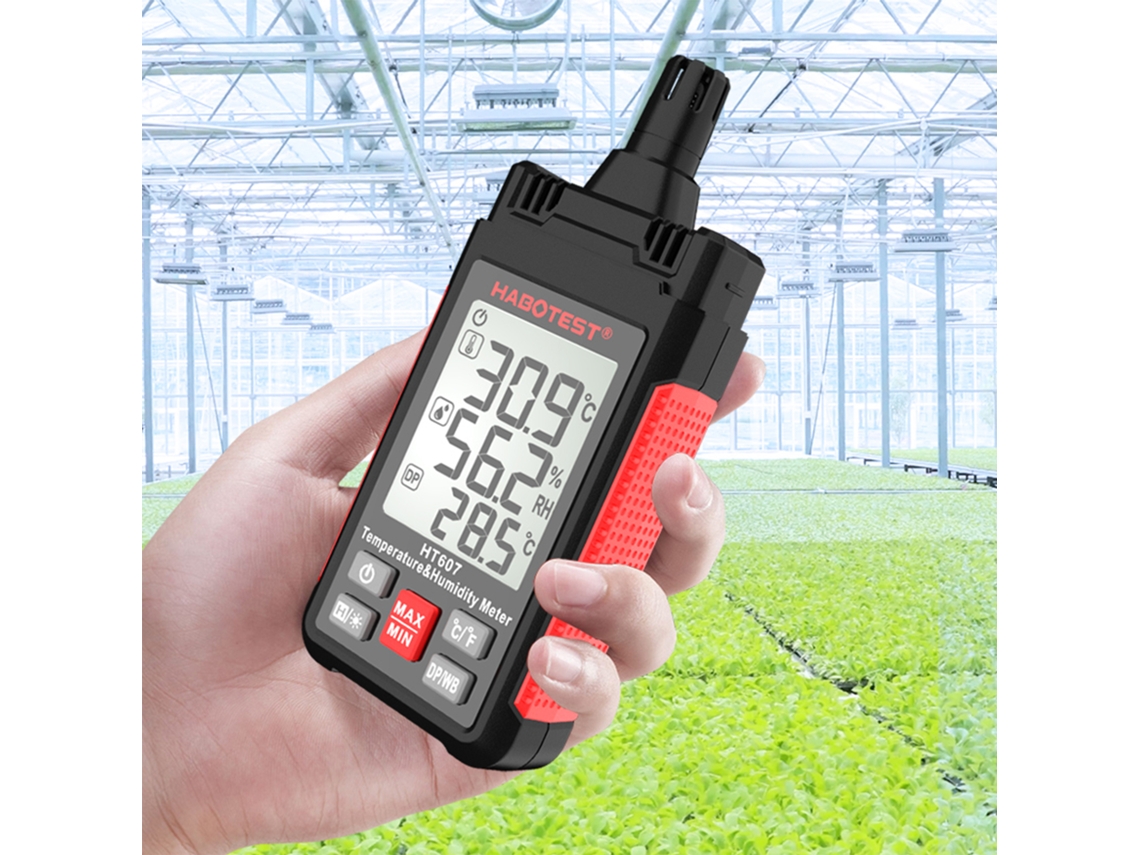 Higrómetro Digital Portátil Habotest Ht607, Termómetro De Humedad De Bulbo Húmedo, Medidor De Punto De Rocío Con Pantalla Lcd.