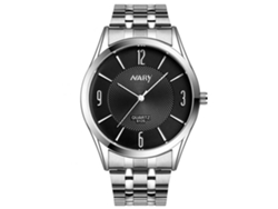 Reloj De Pareja Nary Impermeable Dial Redondo Correa De Acero (negro Para Hombre)