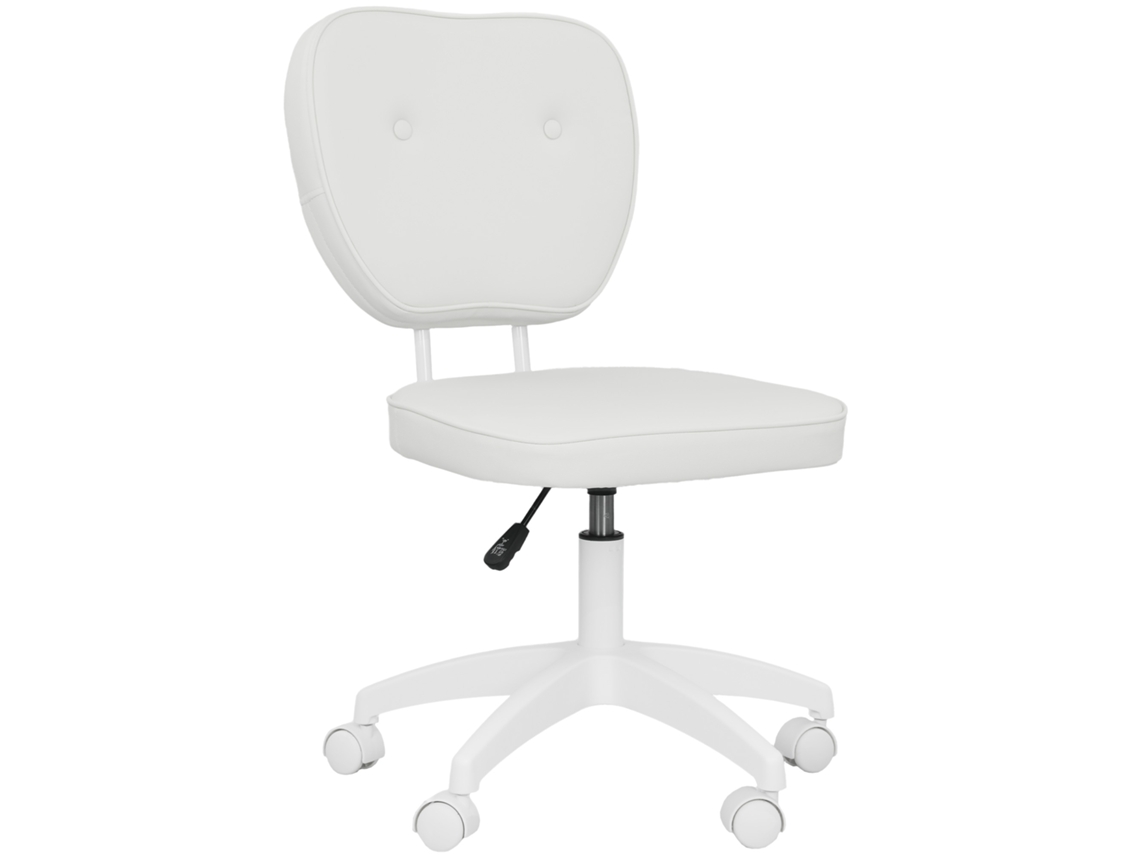 Silla De Oficina Blanca Ajustable De Poliuretano Sin Brazos