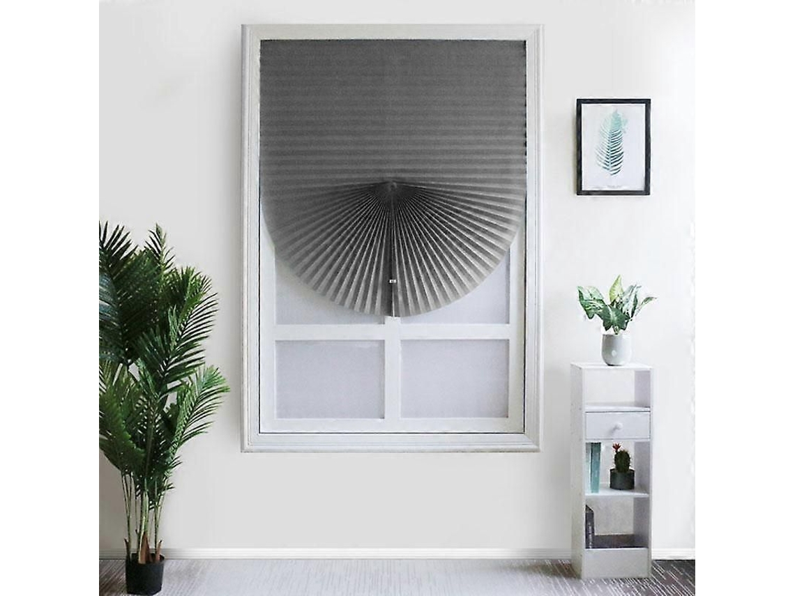 Persiana Plissada Autoadesiva Meio Blackout 60x150cm Cinza para Janela Porta Casa