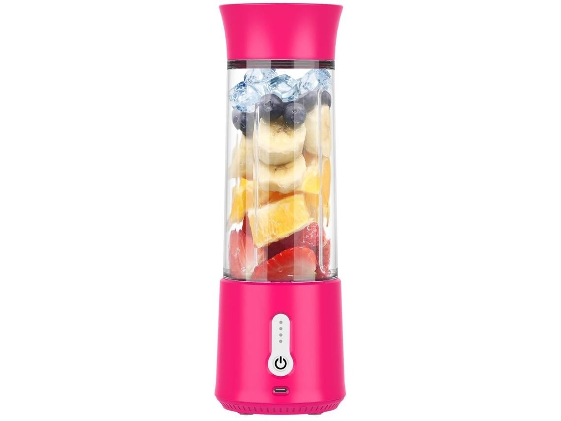 Mini extractor de jugo eléctrico portátil con vaso multifuncional, color rosa y rojo