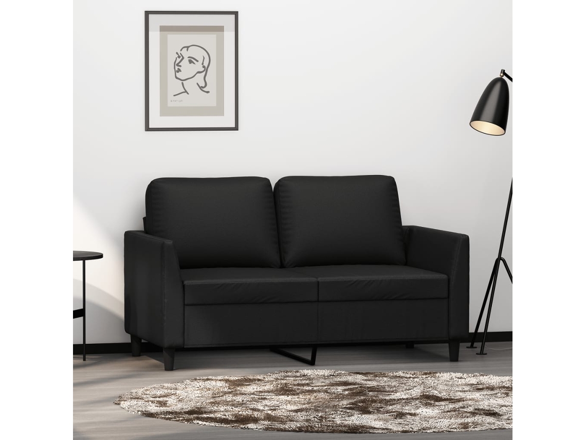 Sofá De 2 Plazas De Cuero Sintético Negro 120 Cm