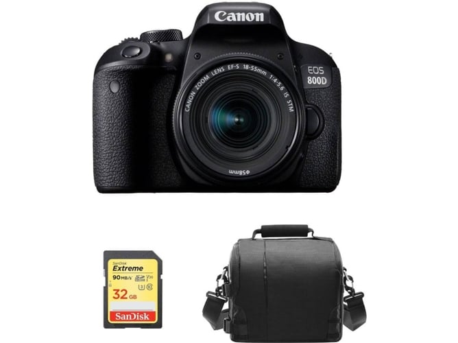 Kit Cámara Réflex CANON EOS 800D EF-S 18-55mm F4-5.6 IS STM + 32GB SD