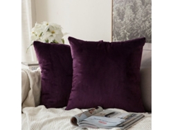 2026-2 Fundas De Almohada Cuadradas De Terciopelo Suave 45x45 Cm Sin Relleno Color Berenjena Para Sofá Cama Coche