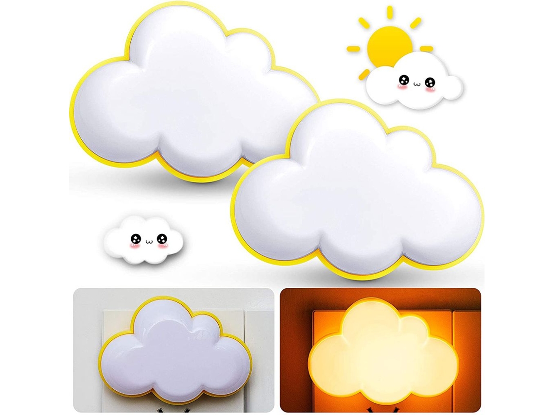Luz nocturna LED de acrílico transparente con forma de nube 3D, brillo suave para habitación de bebé