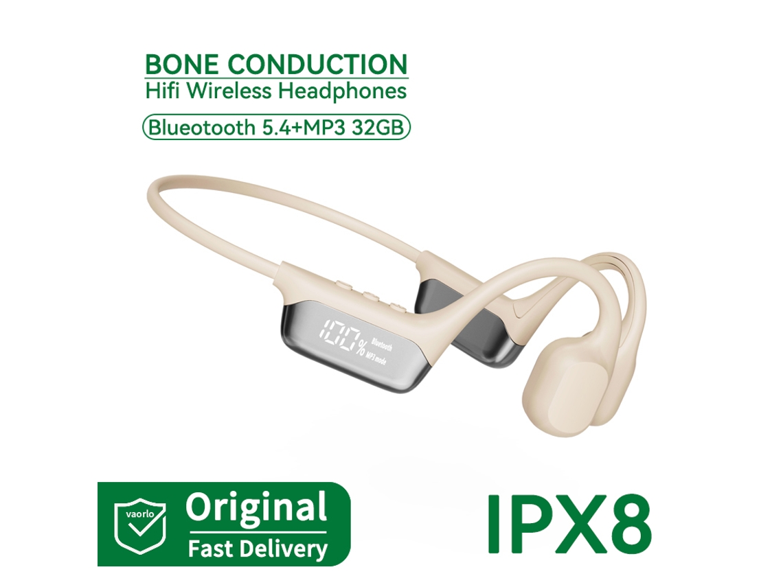 Auriculares Inalámbricos Bluetooth De Conducción Ósea (blanco, 32 Gb) Con Micrófono Y Pantalla Led.