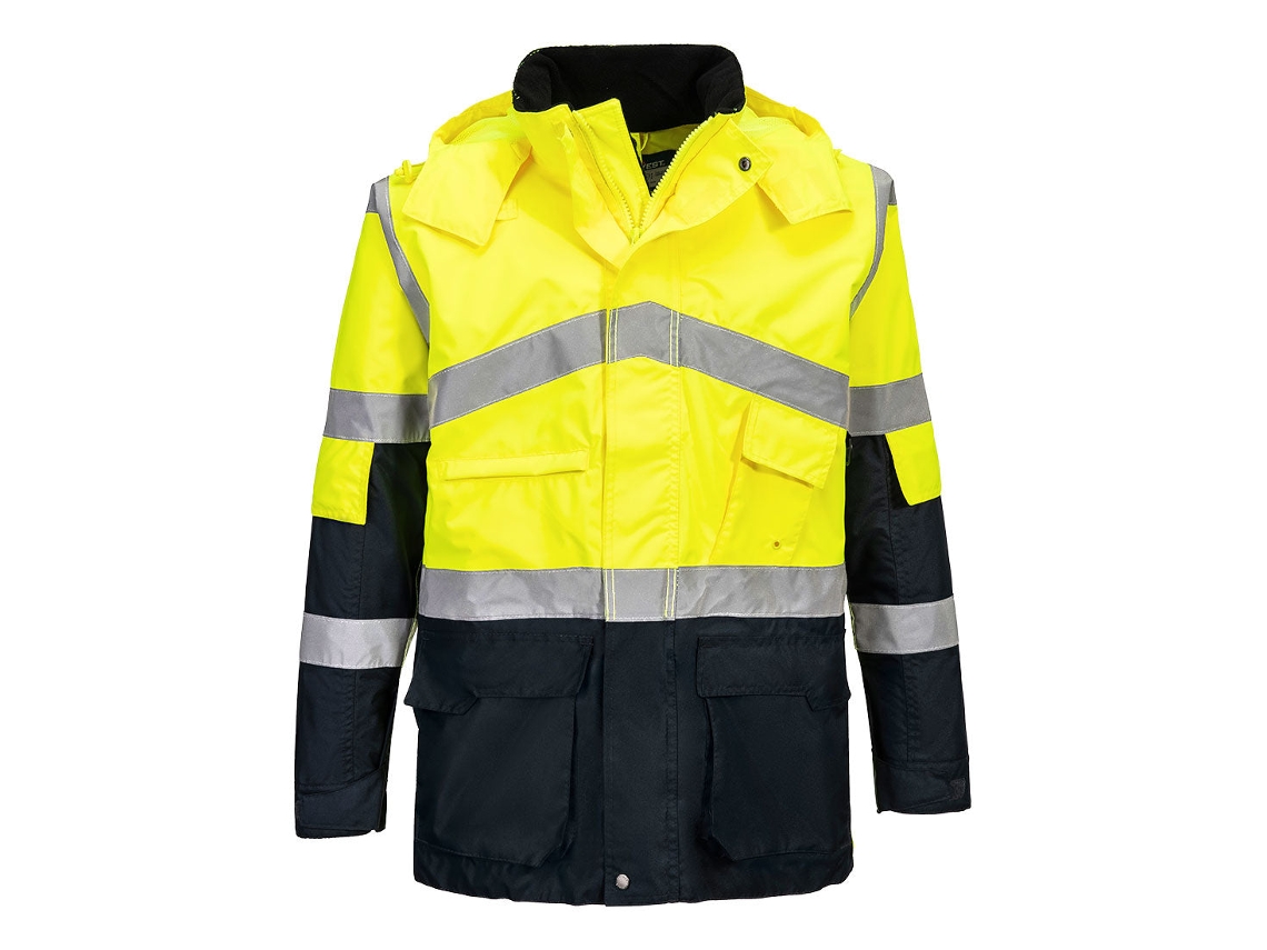 Impermeable transpirable de alta visibilidad y contraste Portwest / Azul marino amarillo / L
