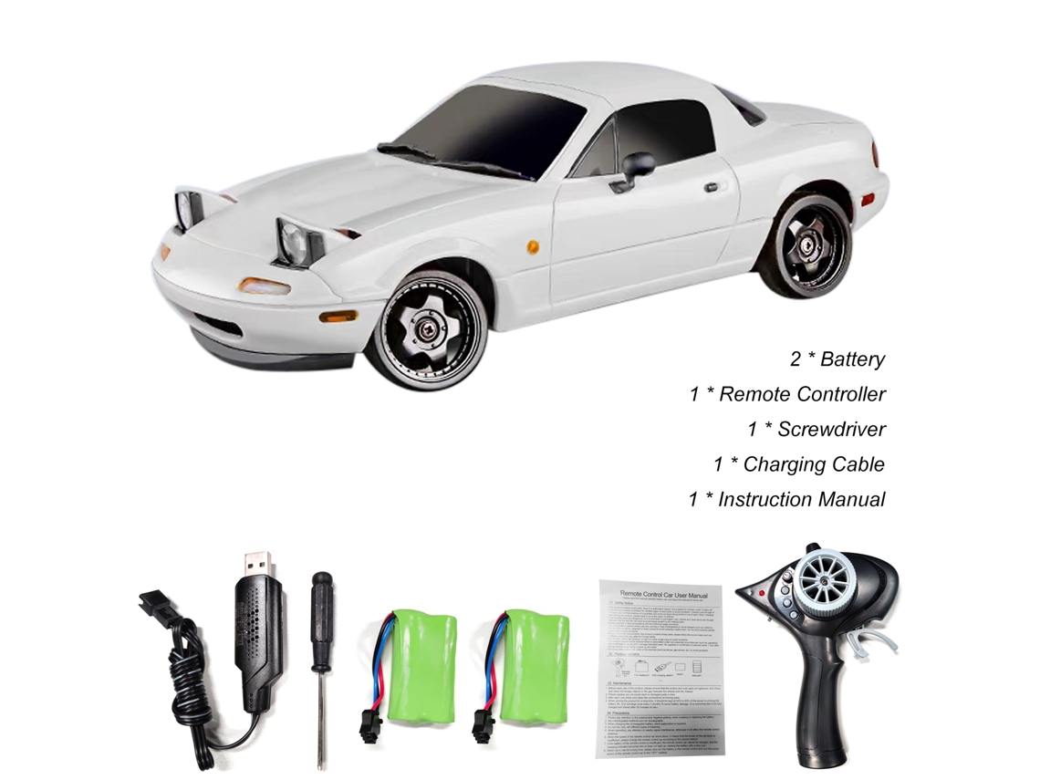 Carro De Controle Remoto Drift 2.4ghz Com Luzes Led, Bateria Recarregável, Branco, Presente Para Crianças