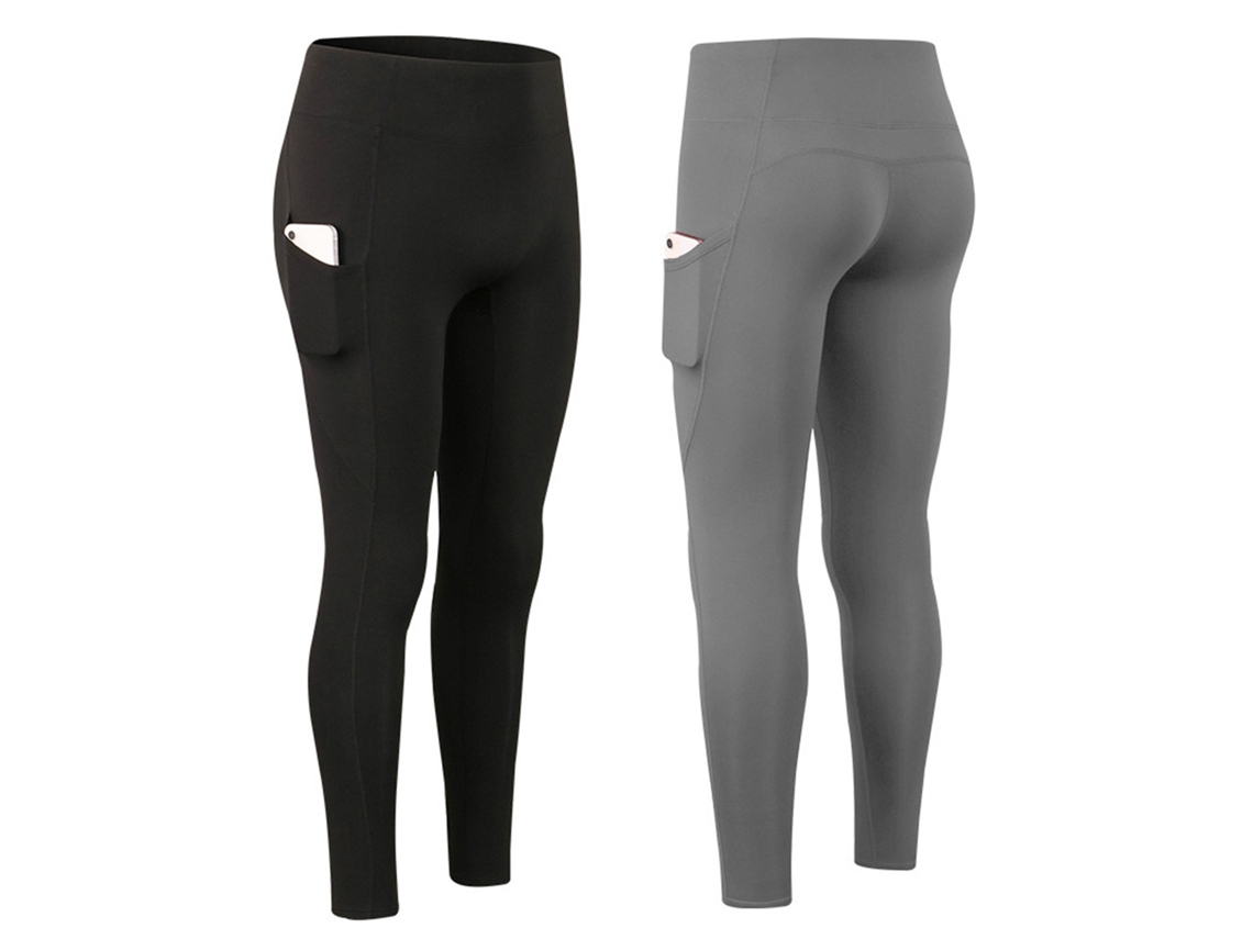2 Leggings De Yoga De Cintura Alta Con Forro Polar Y Bolsillos Para Mujer (invierno)