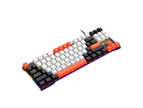 K80 Teclado mecánico de 87 teclas Interruptor azul Ergonómico Antideslizante Mezcla sensible Retroiluminación de color a juego USB Escritorio con c...