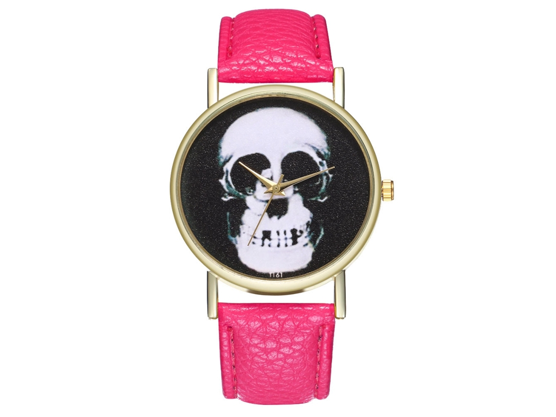 Reloj De Pulsera Casual De Cuarzo Unisex De Piel Sintética Zhoulianfa En Color Rosa Y Rojo.