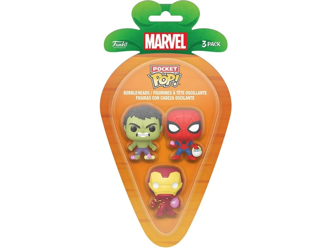 Figura Carrot Pocket FUNKO Pop!: Marvel - Spider - Man/Iron Man/Hulk