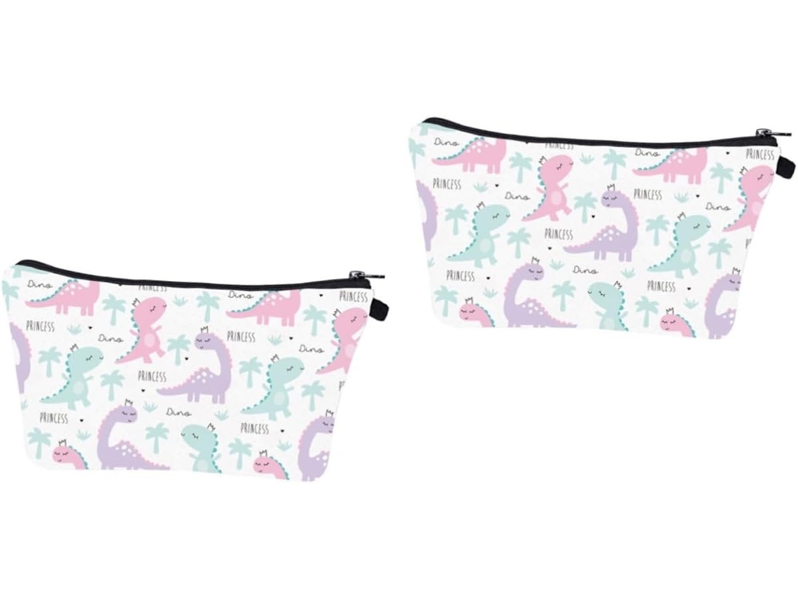Set De Maquillaje De 2 Piezas Con Estampado De Dinosaurios Y Neceser Multicolor.