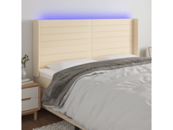 Cabecero Con Led De Tela Color Crema 163x16x118/128 Cm