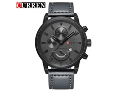 Reloj De Pulsera De Cuarzo Multifuncional E Informal Para Hombre (gris) Con Correa De Cuero, Resistente Al Agua.