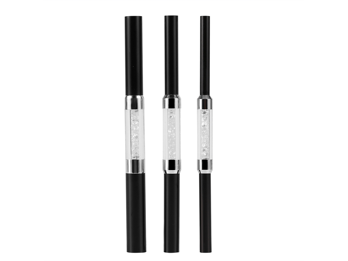 Rebe-3 Peças/conjunto Ferramenta De Manicure De Metal Com Cabo De Acrílico Uv Para Formar Unhas Curvas Negras