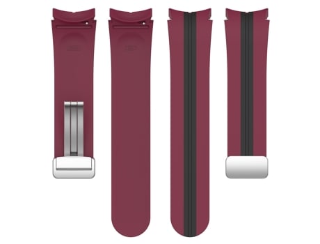 Correa Smartwatch para Samsung Galaxy Watch 5 Pro Silicona con Hebilla Bicolor Plata (Rojo Vino Negro)