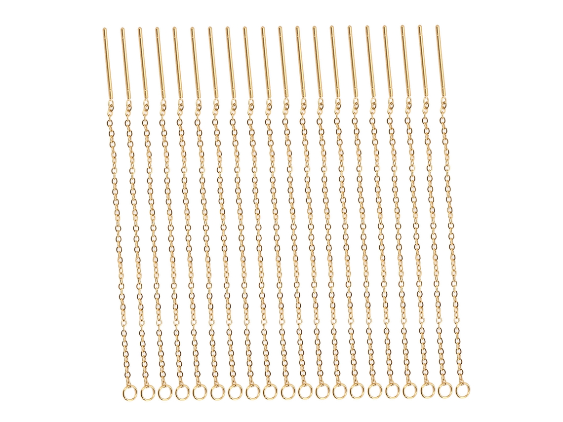 20 Pares De Pendientes De Alambre De Acero Inoxidable, Cadena Dorada, Estilo Elegante Para Mujer.