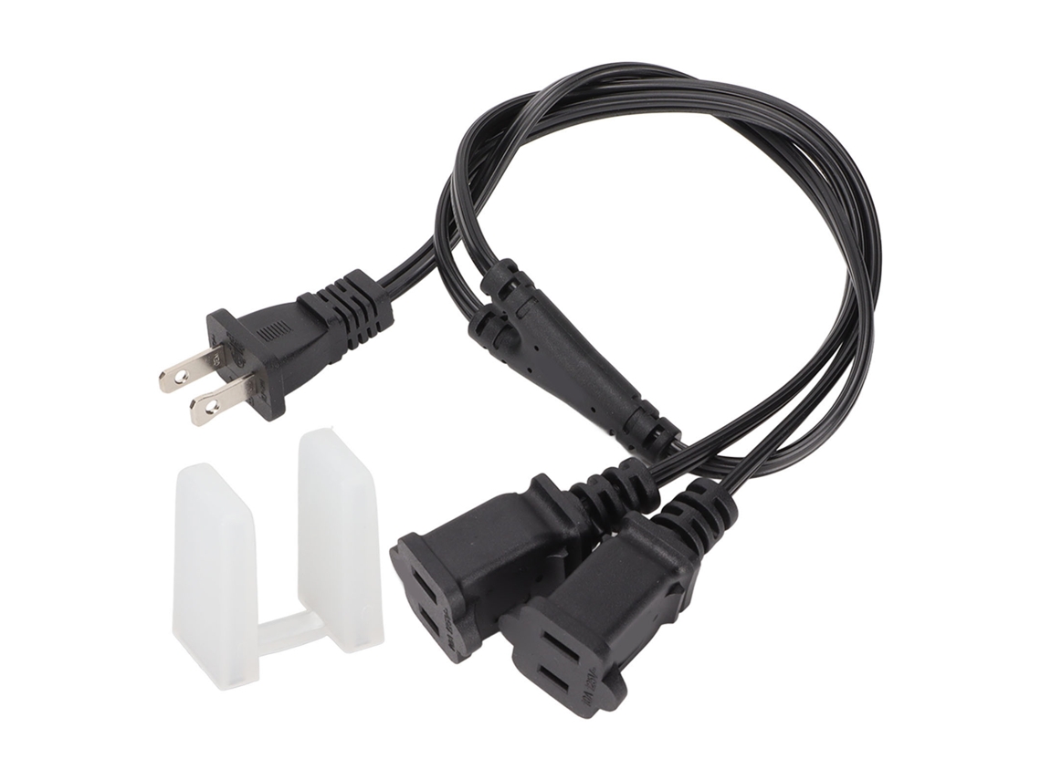 Cabo De Extensão Splitter Y 18awg Robusto Macho Para Duas Fêmeas Adaptador De Tomada 2 Vias 0.64m