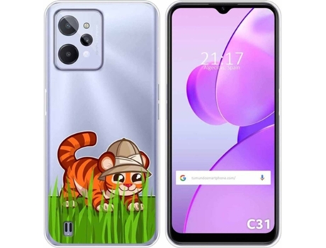 Carcasa para Realme C31 TUMUNDOSMARTPHONE Dibujos Transparente Tigre Multicolor