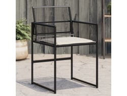 Sillas de jardín con cojines, 4 unidades, mimbre sintético negro, Dkd Home Decor