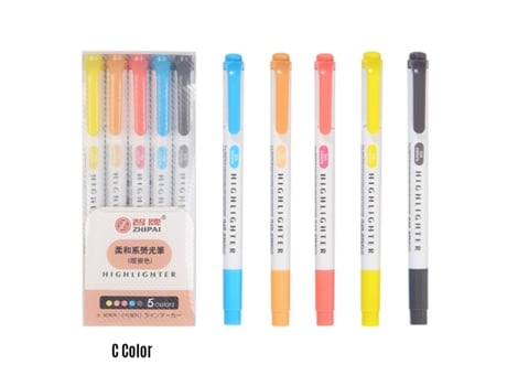 Rotuladores resaltadores de doble punta, 5 colores, cincel ancho y puntas finas, rotulador para estudiantes de escuela, suministros domésticos para...