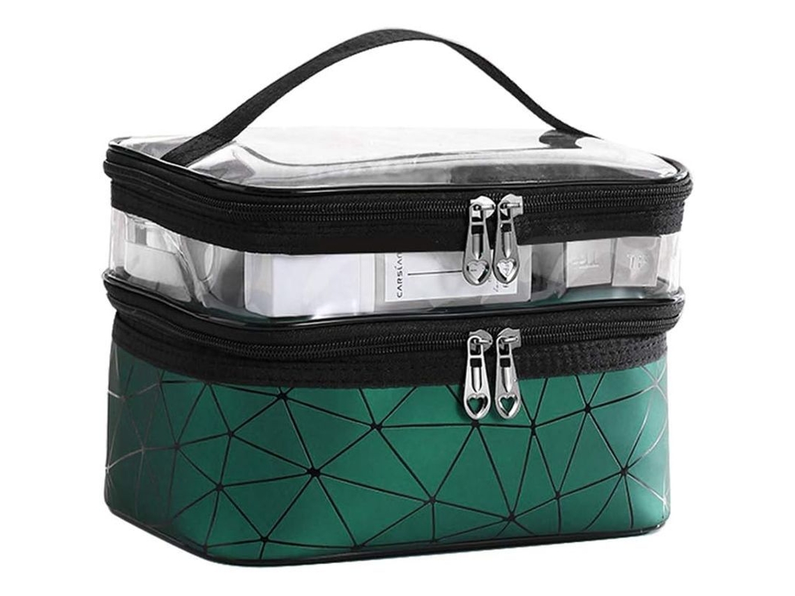 2026-bolsa De Maquillaje De Doble Capa Impermeable Transparente Pvc Y Pu Para Viaje Y Organización Portátil