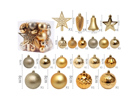 Juego de adornos de bolas de Navidad inastillables Paquete de regalo para la decoración del árbol de Navidad (45 piezas), blanco dorado