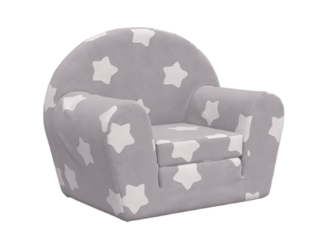 Sofá cama de niños felpa suave gris claro VIDAXL con estrellas