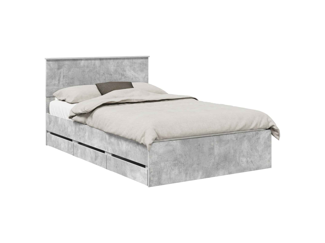 Maison Exclusive - Estructura De Cama Gris Concreto 135 X 190 Cm Madera Ingenieril