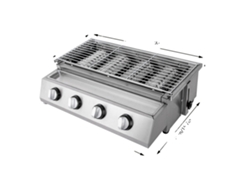 Parrilla de gas sin humo, 4 quemadores, altura ajustable, color plata claro OEM