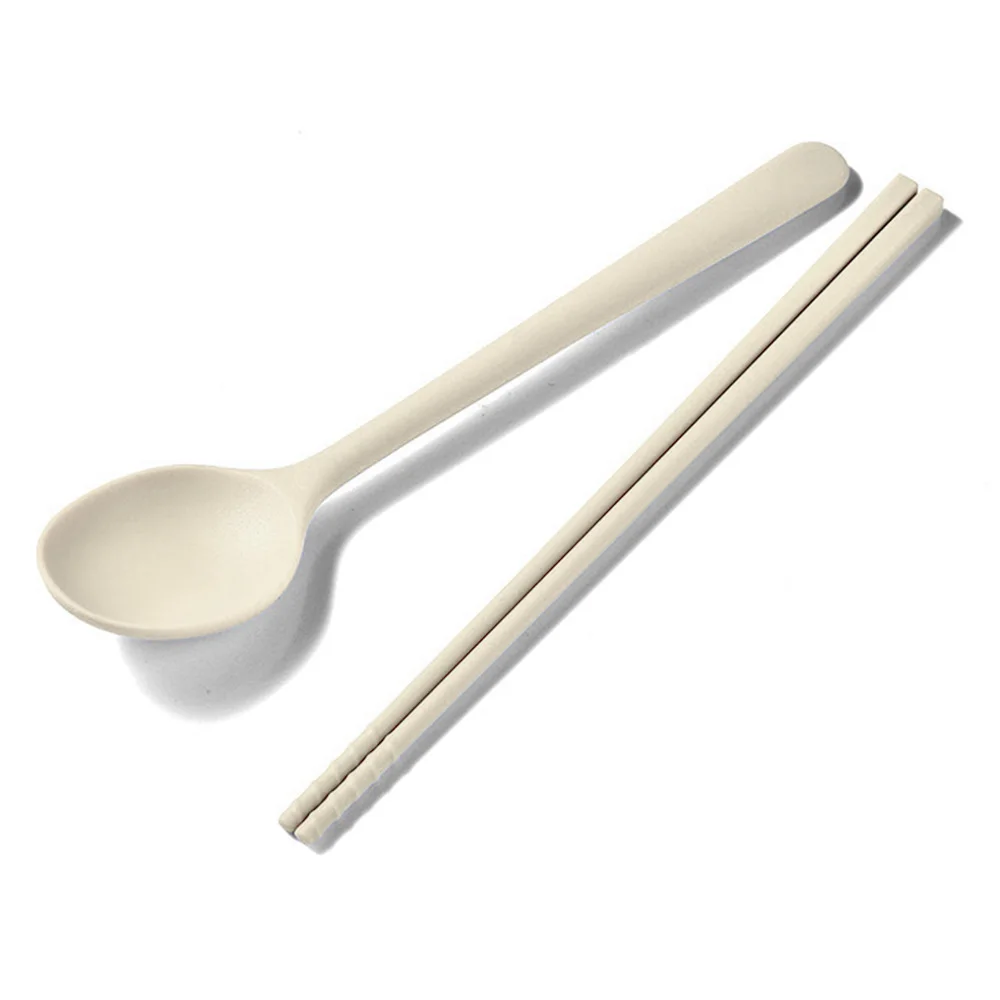Juego de cubiertos de silicona Viewleaf de 2 piezas con palillos y cucharas para postre, té y café, color blanco