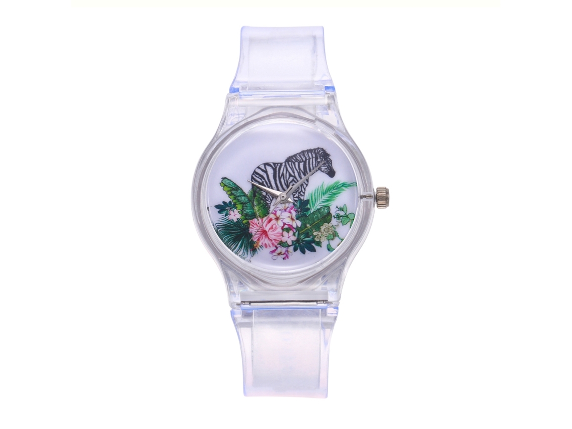 Reloj De Pulsera Para Mujer Con Bonito Estampado De Dibujos Animados, Correa De Silicona Y Movimiento De Cuarzo Informal.