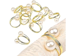 Anillos Para Servilletas Set De 12 De Metal Dorado Resistente De Alta Calidad