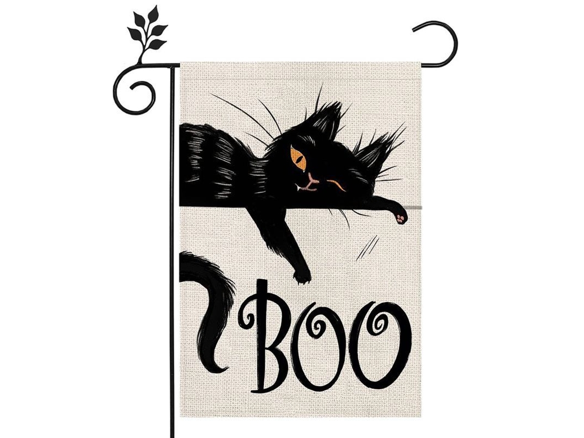 2026-bandera De Jardín De Gato Negro Para Halloween Bidireccional Vertical De 12x18 Pulgadas