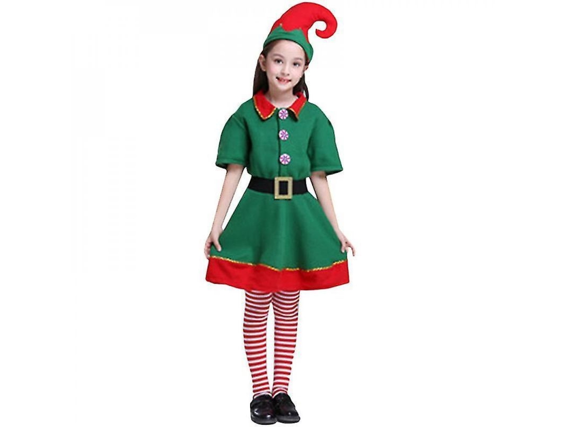 Traje De Elfo Navideño Para Familia Adultos Niños Disfraz Cosplay Outfit Xmas Ehl 4-5 Años Chicas