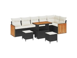 Maison Exclusive - Conjunto De Sofás De Jardín Con Cojín 9 Pcs Negro Y Crema