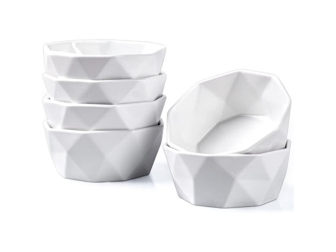 2026altiro-moldes De Porcelana De 237 Ml (8 Oz), Aptos Para Horno, Estilo Geométrico, Juego De 6, Blancos, Ideales Para Soufflé, Helado Y Aperitivos.