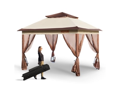 VEVOR Cenador de Jardín 334x334 cm Glorieta para 8-10 Personas con Red de Malla