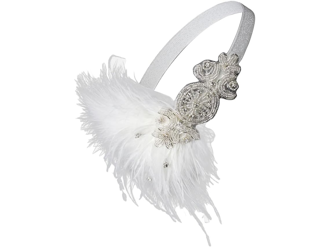 Tiara Decorativa De Penas Brancas Para Mulheres
