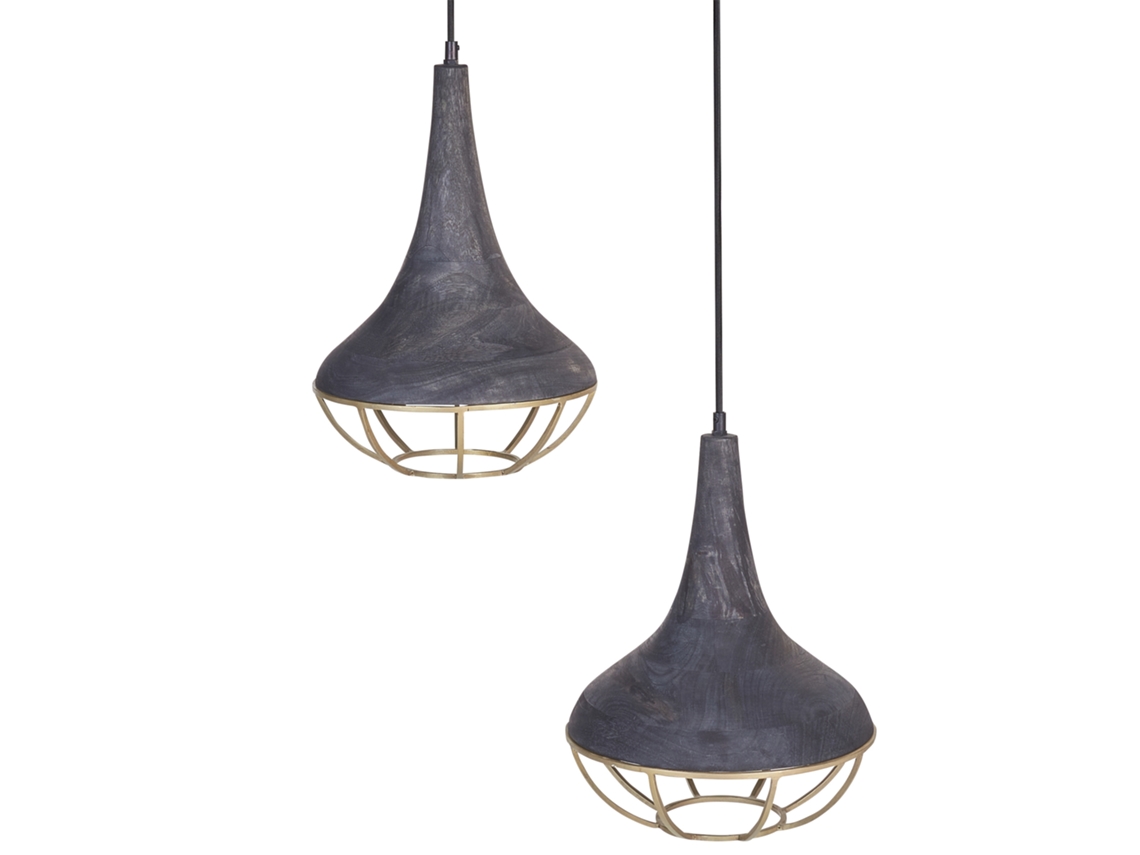 Lámpara de techo BELIANI Bagmati de Madera de mango Negro 36x36x150