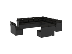 Conjunto 13 de sofás de jardín y cojines VIDAXL ratán sintético negro