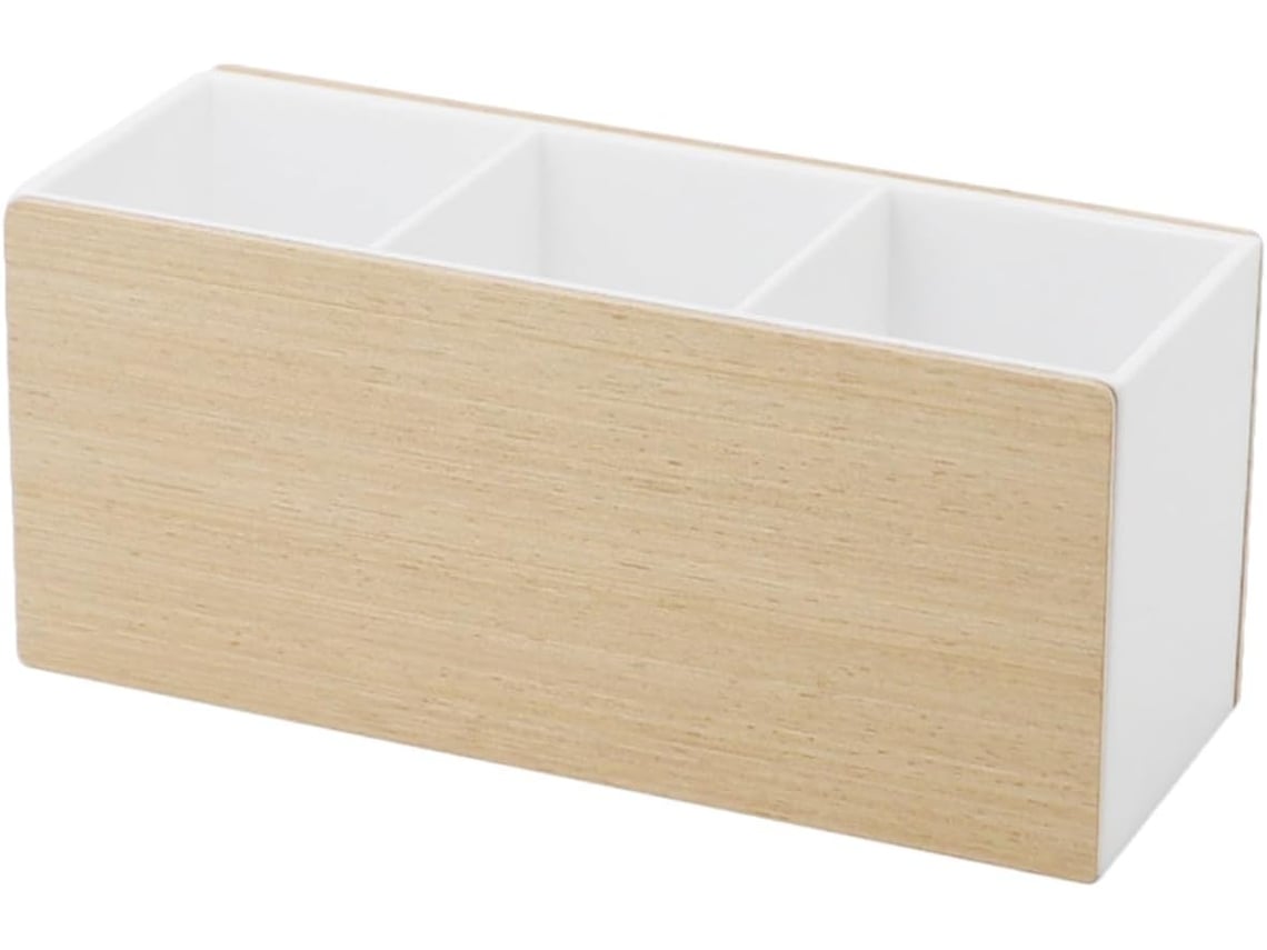 Caja De Almacenamiento De Madera Con 3 Compartimentos Para Mandos A Distancia Y Objetos Pequeños.