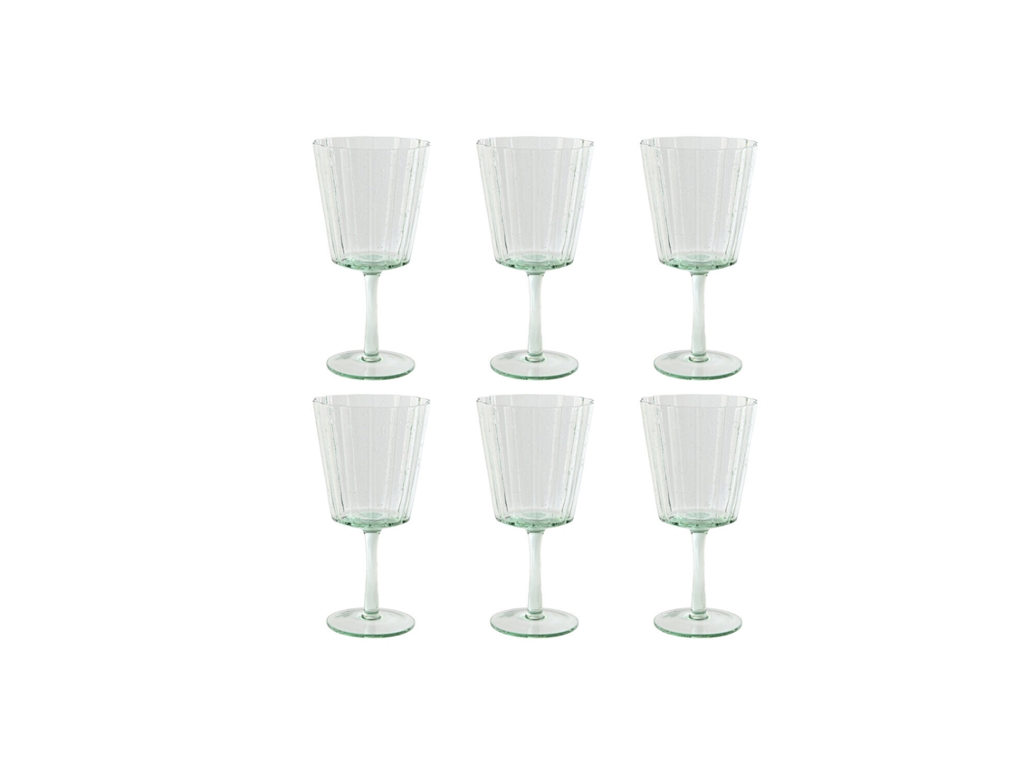 Set 6 Copa Cristal 380ml Burbujas Verde 9x9x17,8cm
