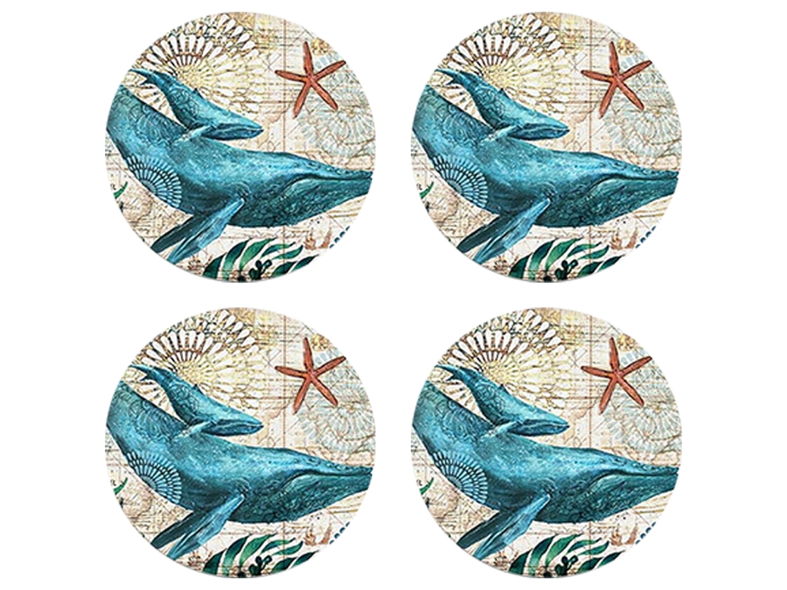 Posavasos de piedra con soporte, base de corcho con temática de playa tropical, para regalos de nuevo hogar NEVEANCE