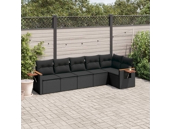 Conjunto de sofás de jardín de 6 piezas DKD Home Decor con cojines de mimbre negros
