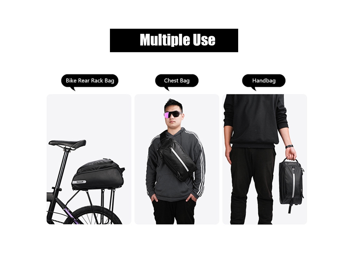 Bolsa Trasera Multifuncional Impermeable Para Bicicleta Con Capacidad De 12 Litros Y Soporte Para El Hombro Para Portaequipajes.