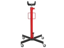 Gato hidráulico para pozos con capacidad de elevación de 500 kg, ruedas giratorias y pedal rojo.
